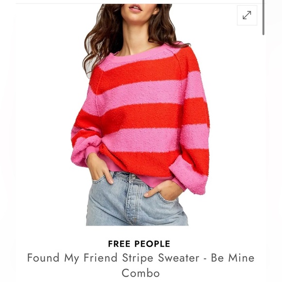 Free People Sweaters - Free People Bold Pink and Red Striped Sweater